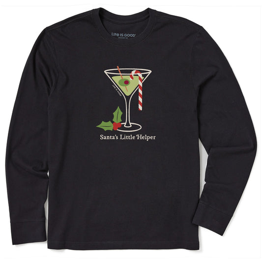 Men's Santa's Little Helper Martini Long Sleeve Crusher Tee