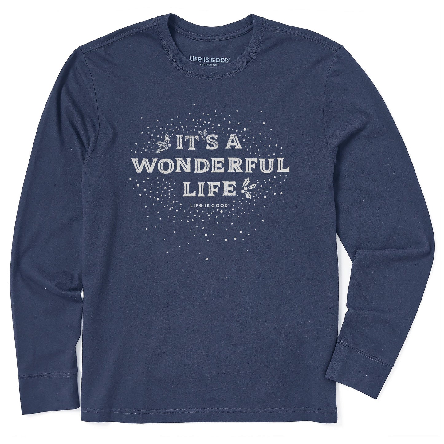 Men's Wordsmith It's a Wonderful Life Holly Long Sleeve Crusher Tee