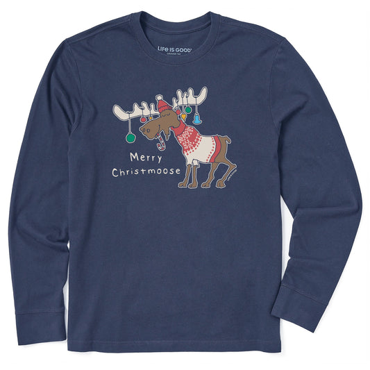 Men's Merry Christmoose Ornaments Long Sleeve Crusher Tee