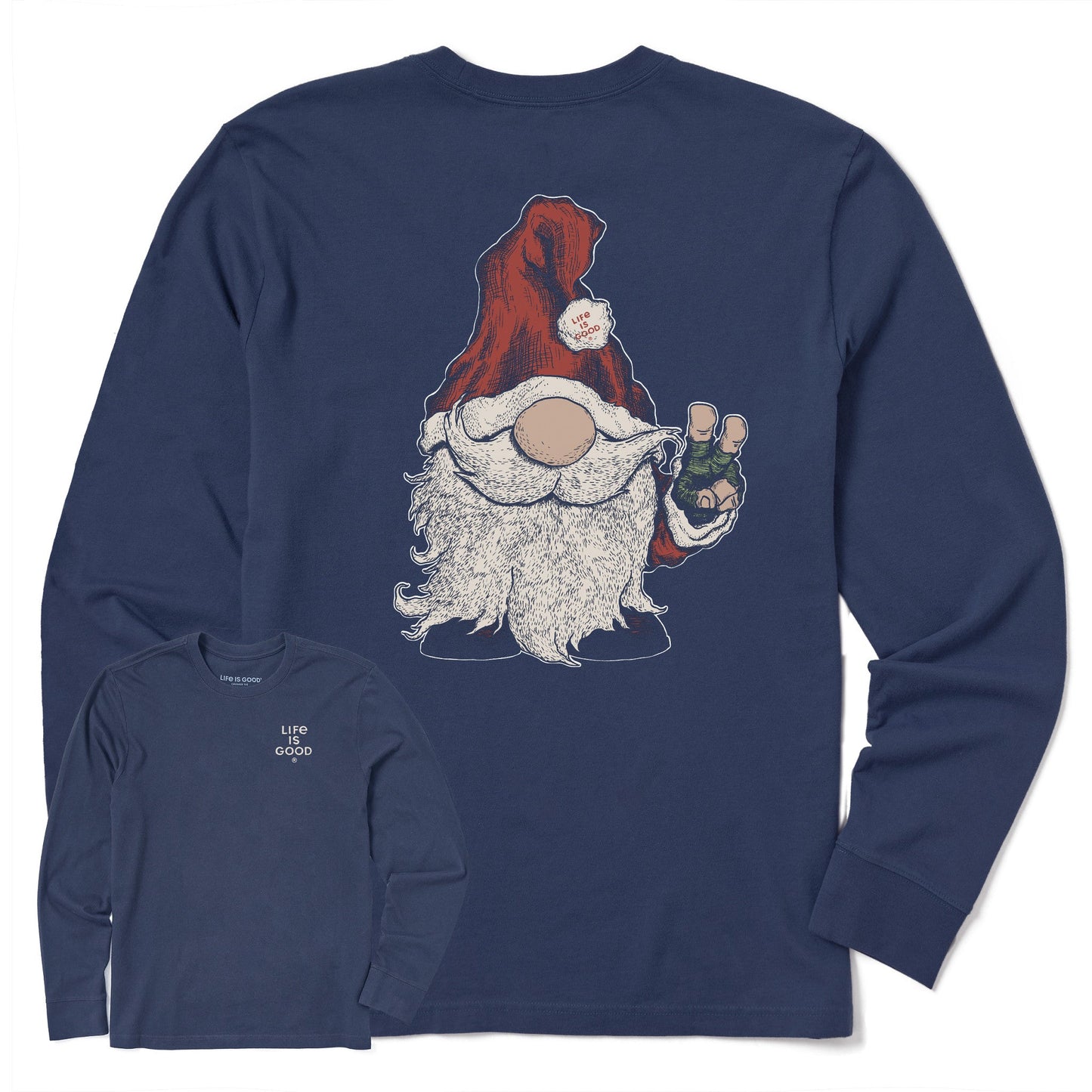 Men's Gnome Santa Long Sleeve Crusher Tee