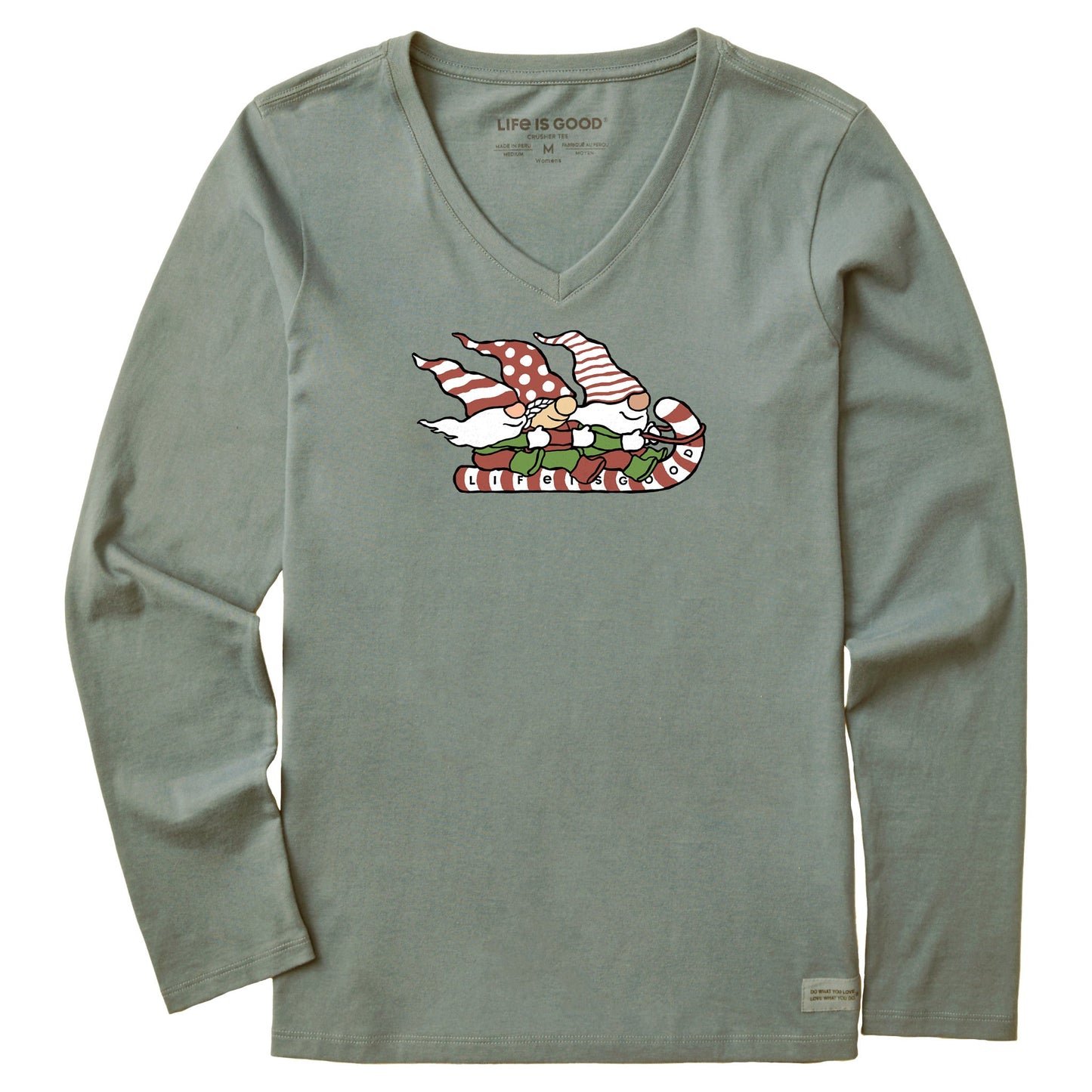 Women's Gnome Toboggan Ride Long Sleeve Crusher Vee