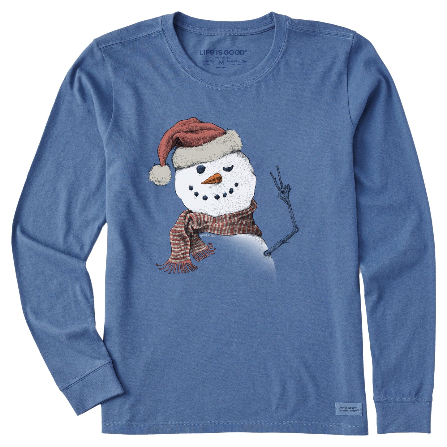 Women's Santa Snowman Peace Long Sleeve Crusher Tee