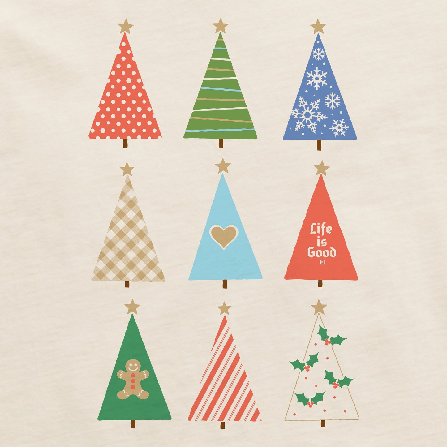 Women's Retro Christmas Trees Long Sleeve Crusher Tee