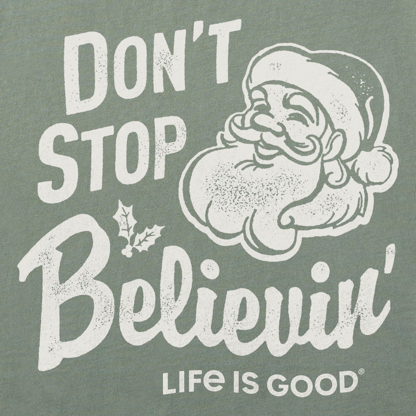 Women's Santa Don't Stop Believin Long Sleeve Crusher Tee