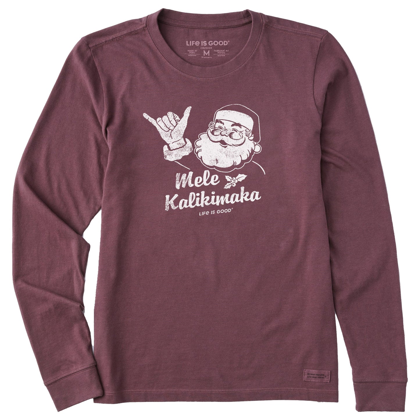 Women's Santa Mele Kalikimaka Long Sleeve Crusher Tee