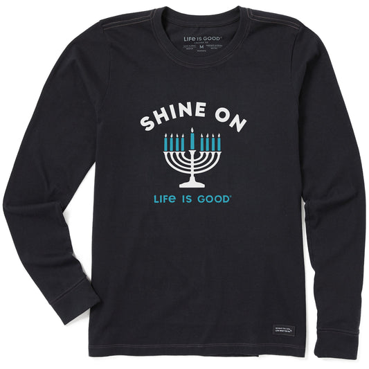 Women's Shine On Menorah Long Sleeve Crusher Tee