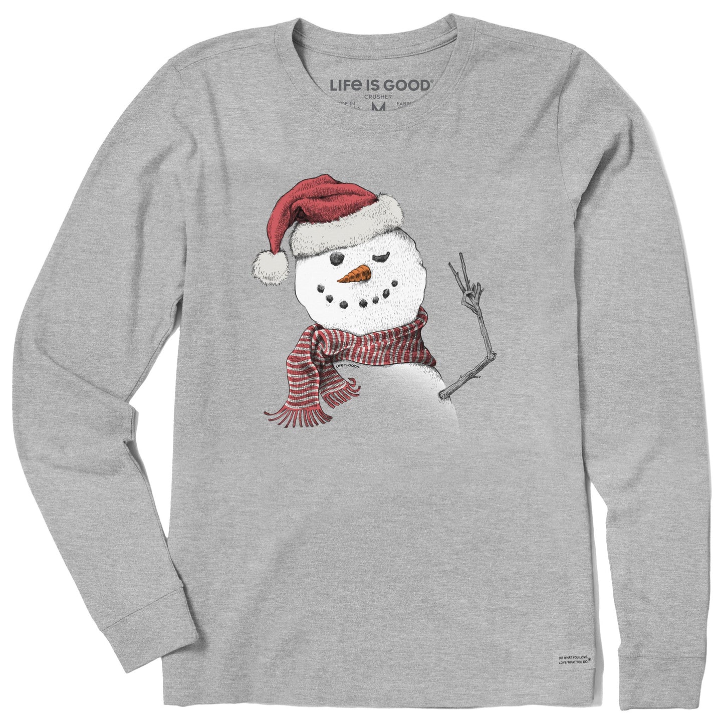 Women's Santa Snowman Peace Long Sleeve Crusher Tee