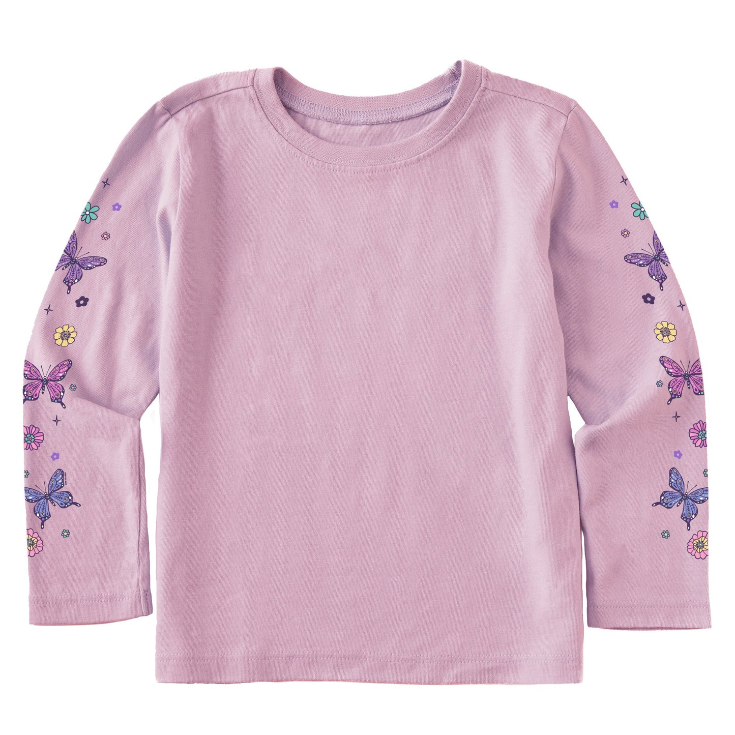 Toddler Retro Butterflies Long Sleeve Crusher Tee