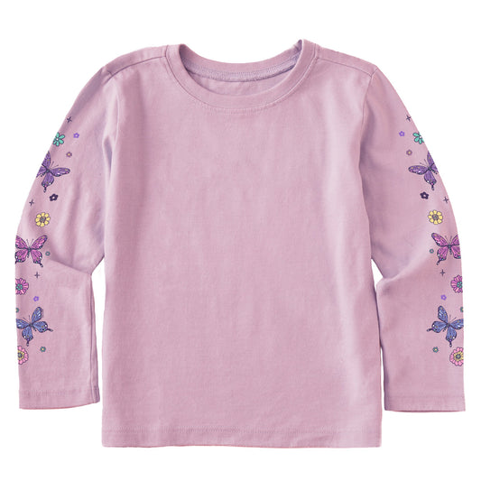 Toddler Retro Butterflies Long Sleeve Crusher Tee