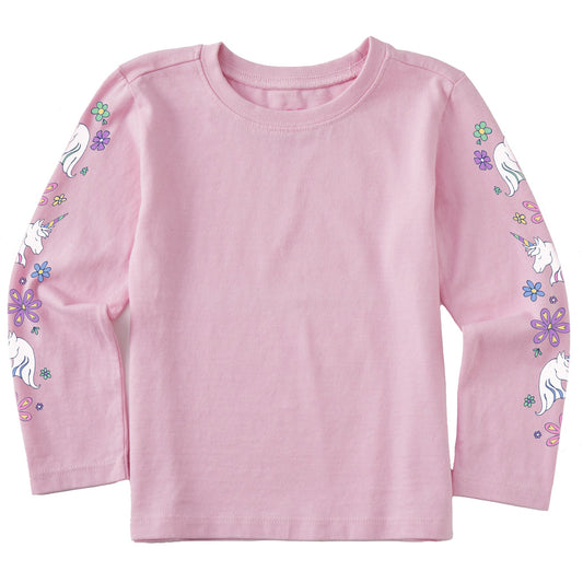 Toddler Unicorn Flowers Long Sleeve Crusher Tee