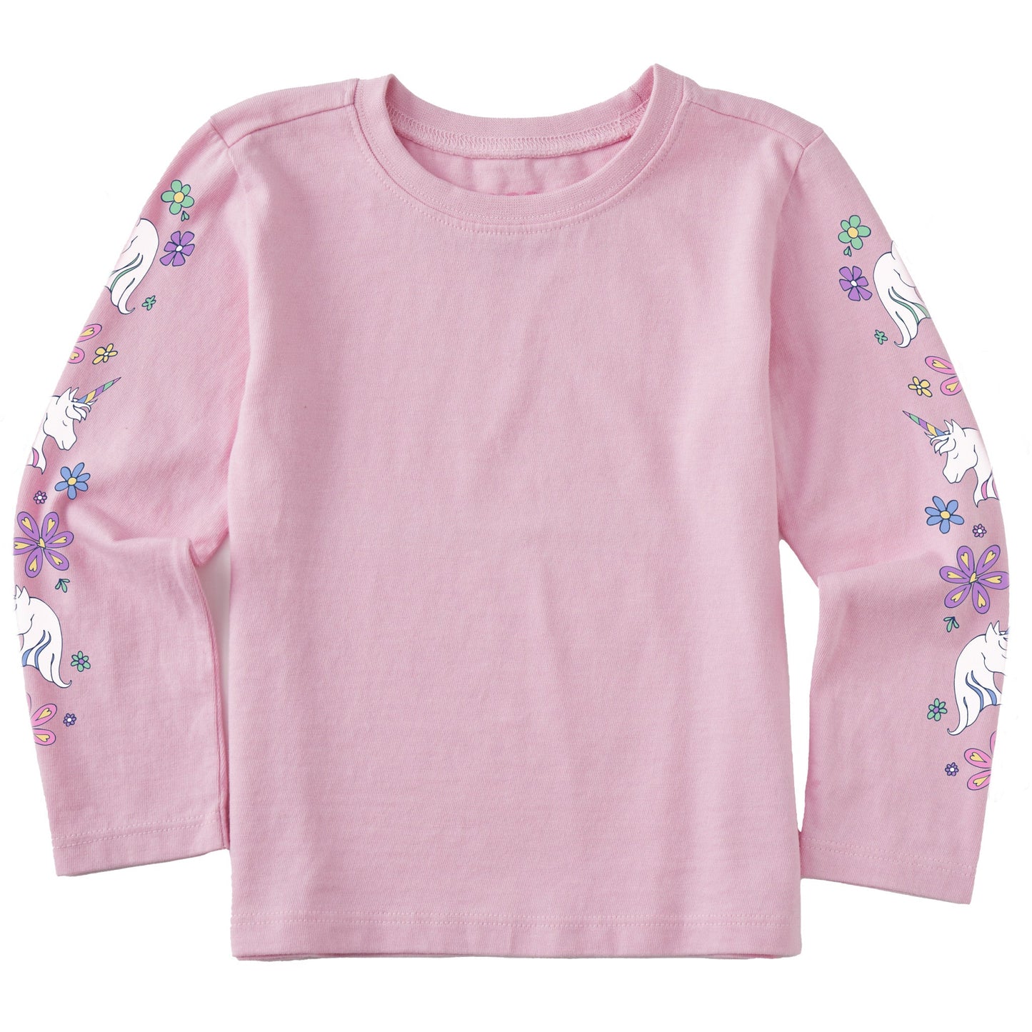 Toddler Unicorn Flowers Long Sleeve Crusher Tee