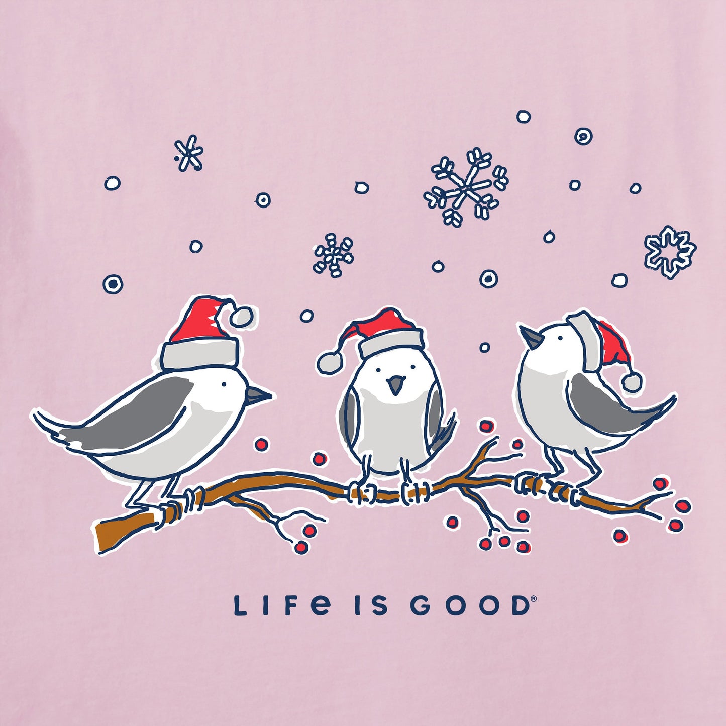 Women's Three Little Holiday Birds Short Sleeve Crusher Vee