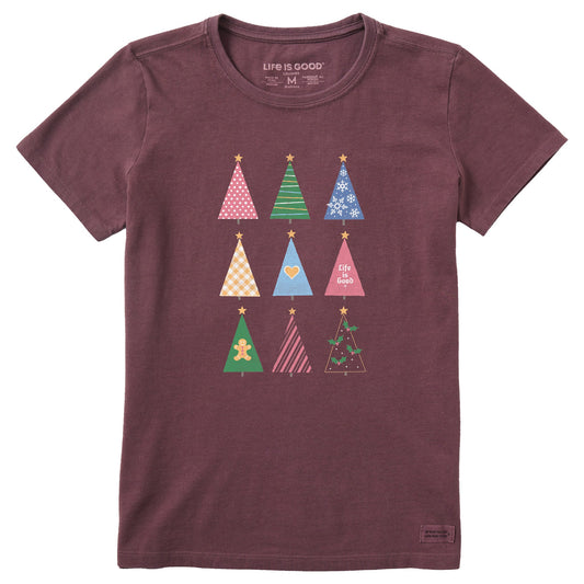 Women's Retro Christmas Trees Short Sleeve Crusher Tee