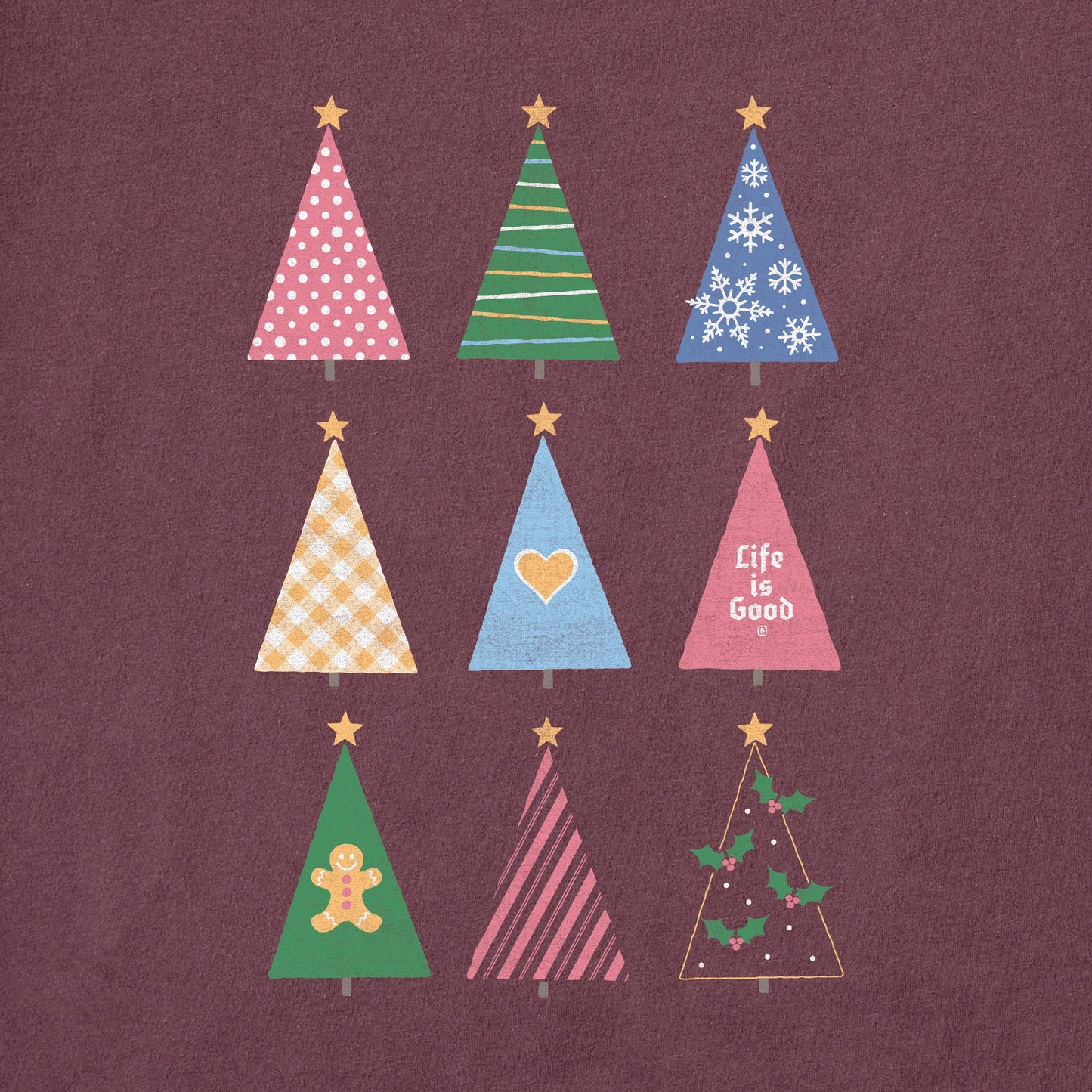 Women's Retro Christmas Trees Short Sleeve Crusher Tee