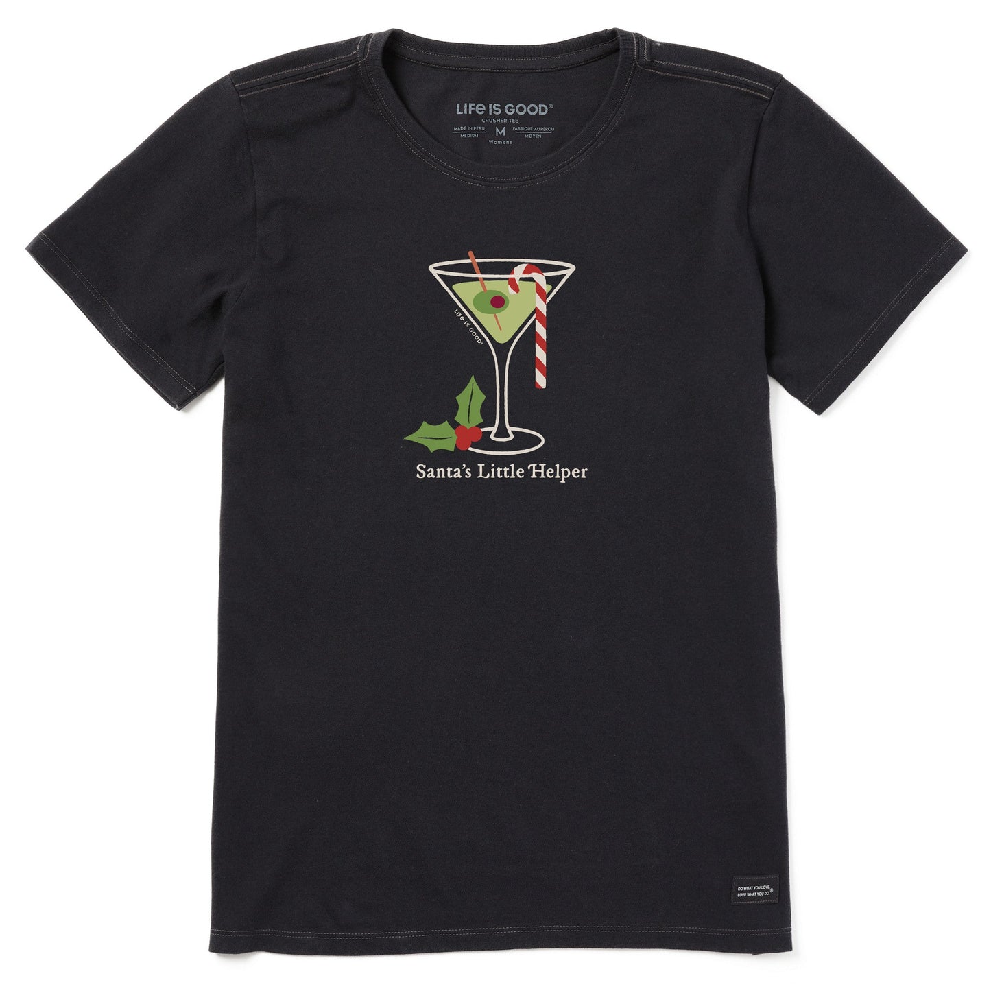 Women's Santa's Little Helper Martini Short Sleeve Crusher Tee