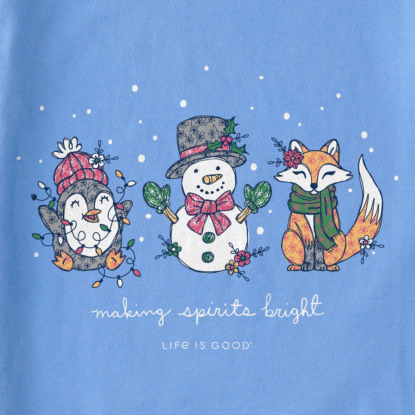 Women's Spirits Bright Snowman, etc Short Sleeve Crusher Tee