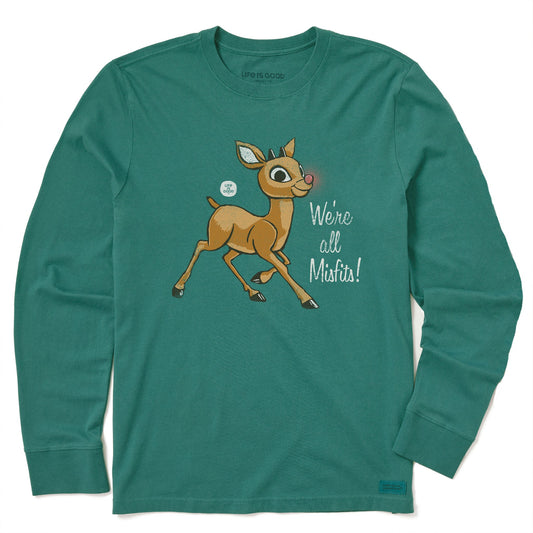 Kids Rudolph We're All Misfits! Long Sleeve Crusher Tee