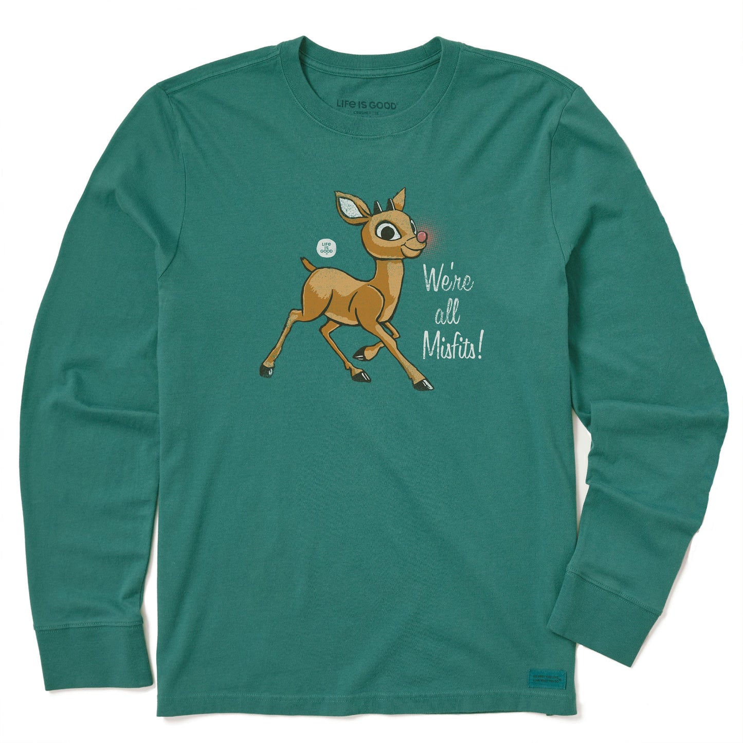 Men's Rudolph We're All Misfits! Long Sleeve Crusher Tee