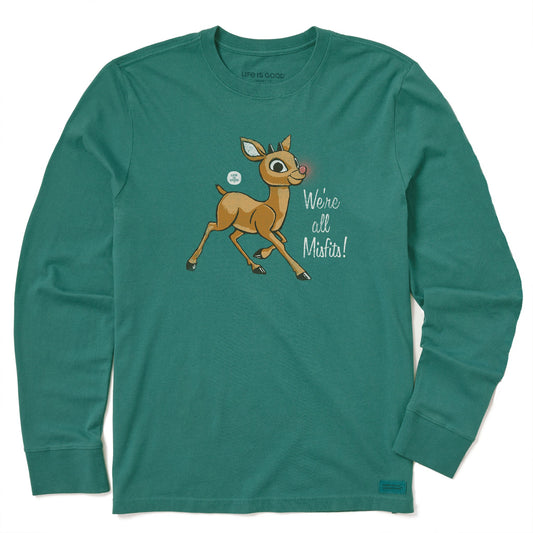 Men's Rudolph We're All Misfits! Long Sleeve Crusher Tee