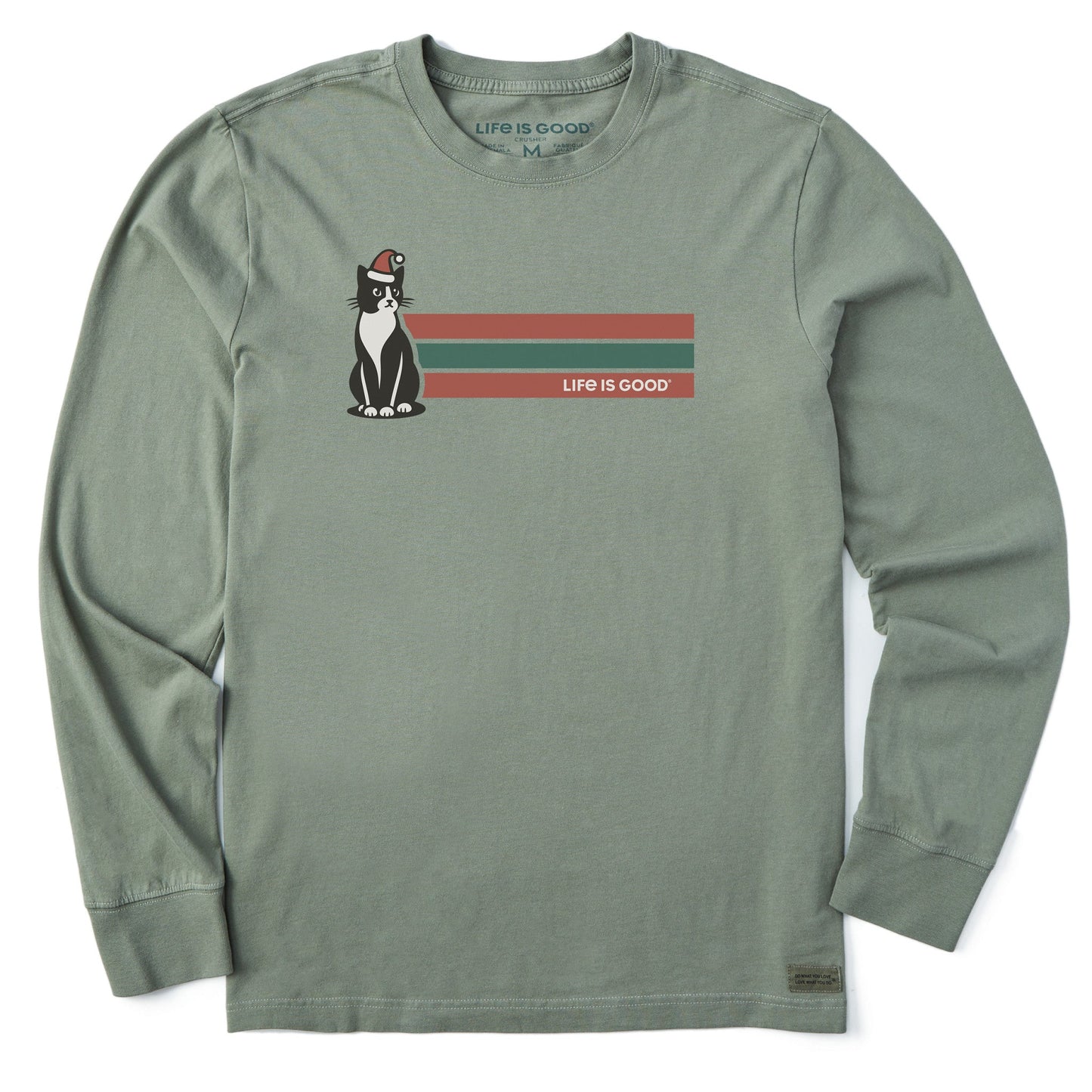 Men's Santa Tuxedo Cat Stripe Long Sleeve Crusher Tee