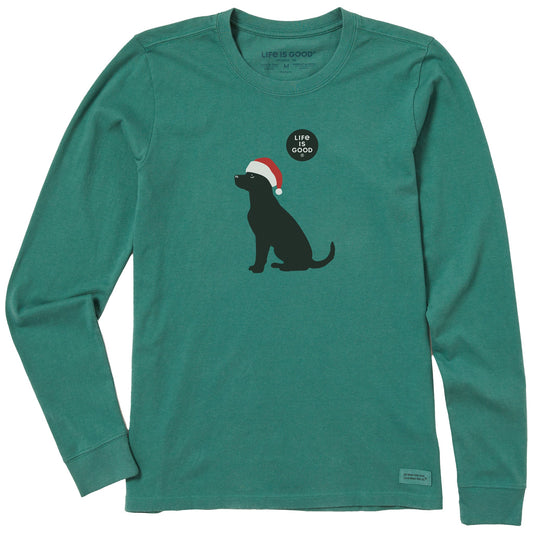Women's Santa Dog Long Sleeve Crusher Tee