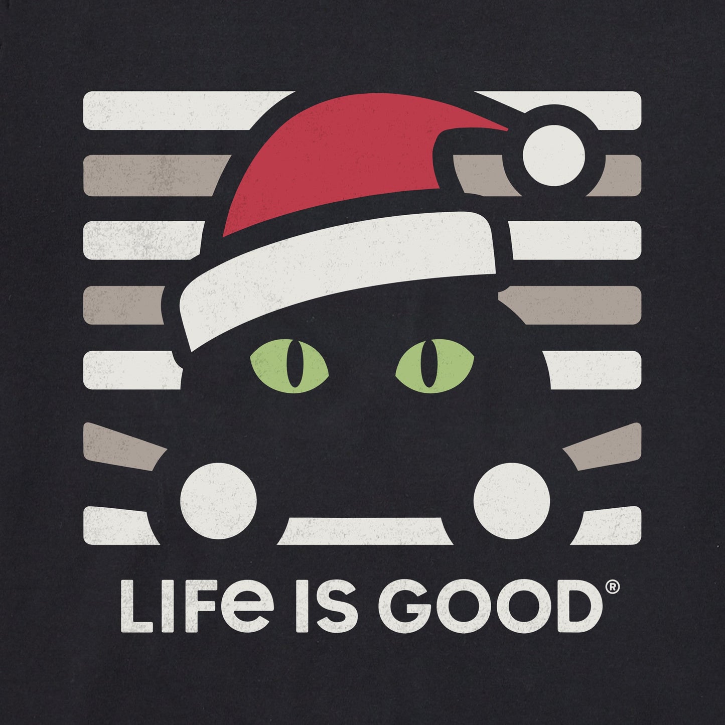 Women's Stripe Peeking Santa Cat Long Sleeve Crusher Tee