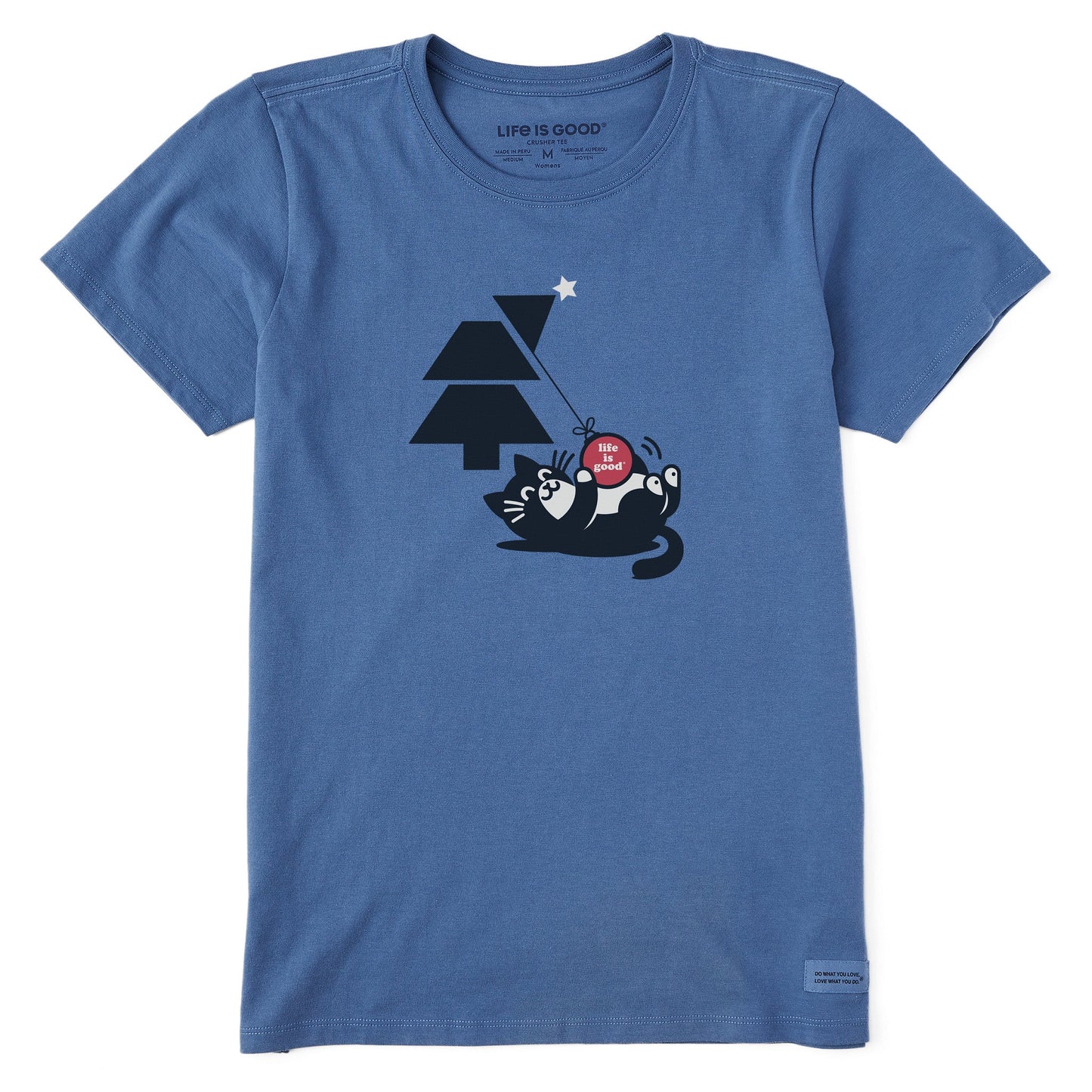 Women's Tuxedo Cat Xmas Tree Ornament Short Sleeve Crusher Tee