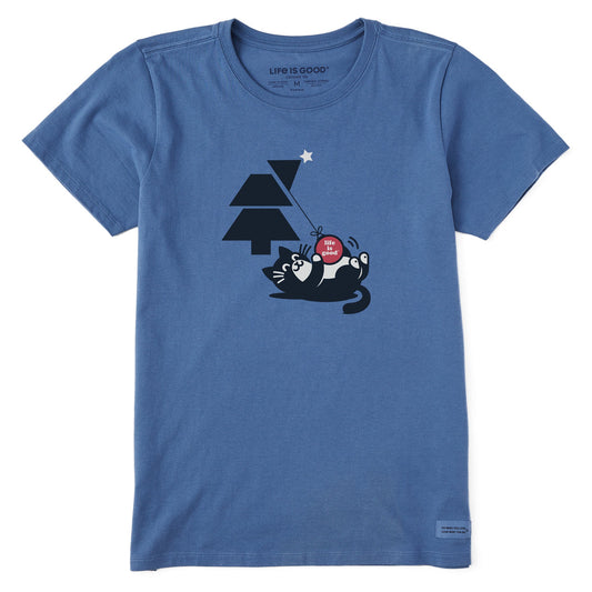 Women's Tuxedo Cat Xmas Tree Ornament Short Sleeve Crusher Tee