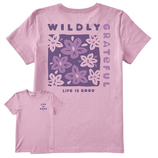 Women's Wildly Grateful Flowers Short Sleeve Tee