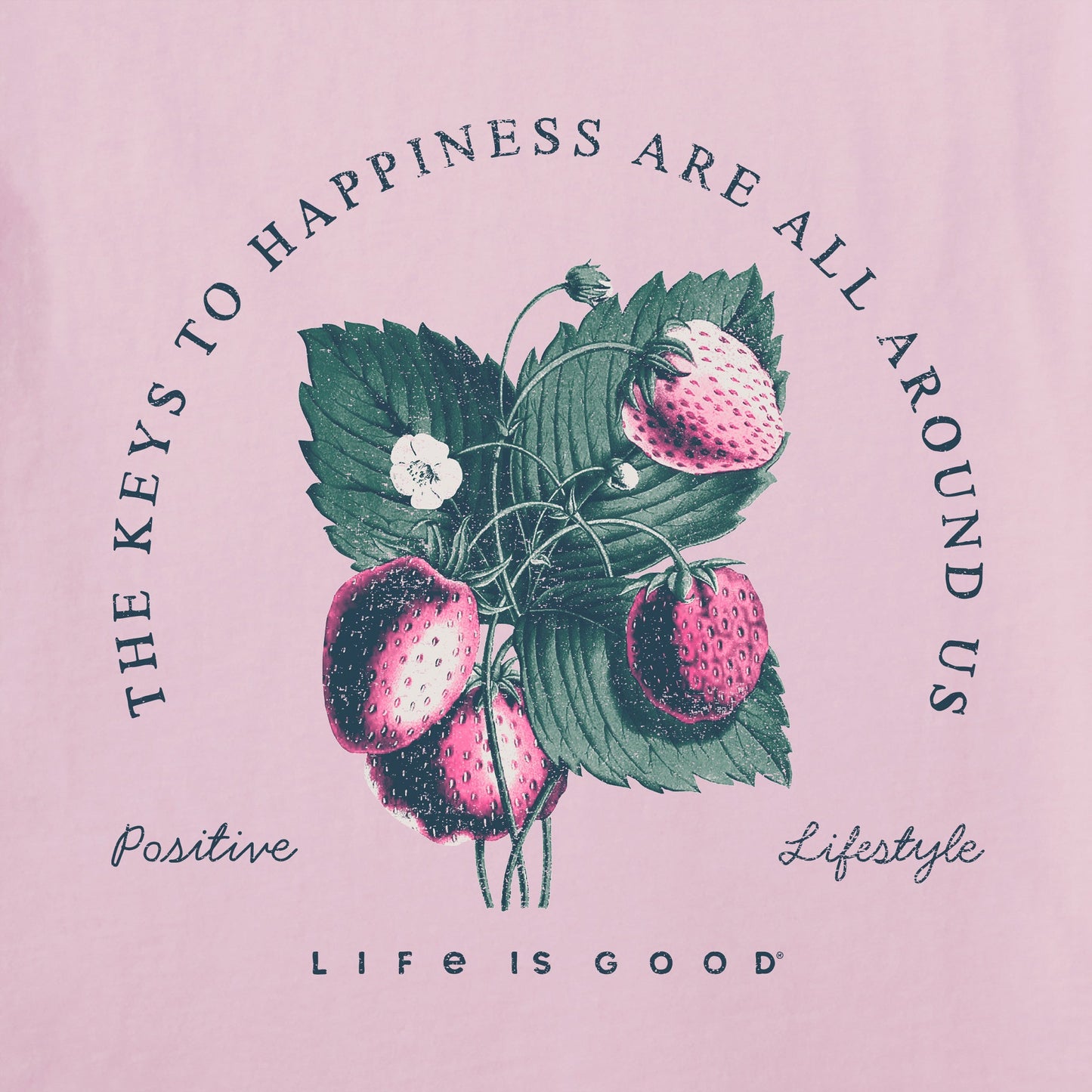 Women's Antique Keys to Happiness Flowers Short Sleeve Tee