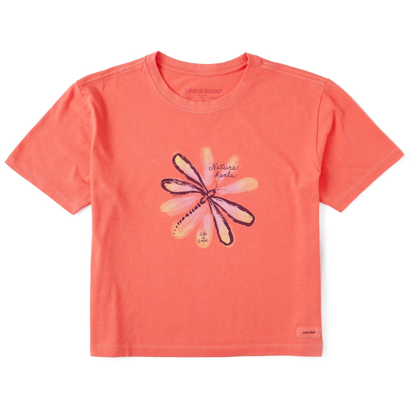 Women's Nature Heals Dragonfly Short Sleeve Crusher Boxy Tee