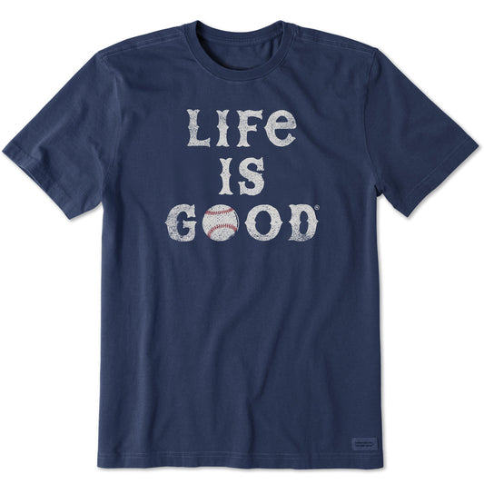 Men's Life is Good Baseball Short Sleeve Crusher Tee