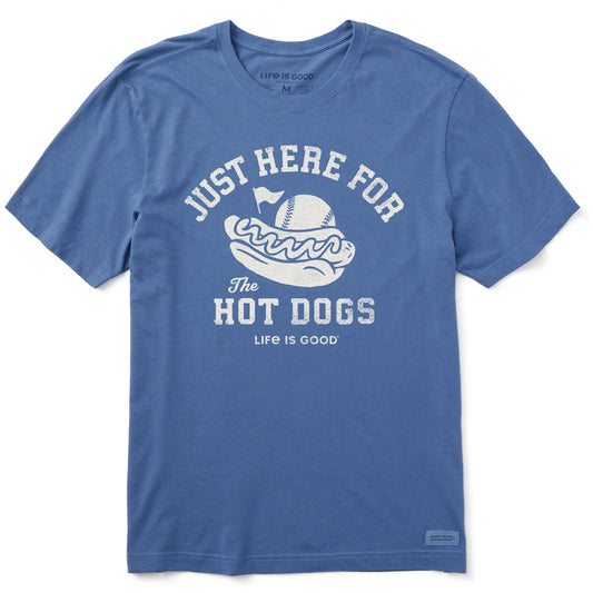 Men's Here for the Hot Dogs Baseball Short Sleeve Crusher Tee