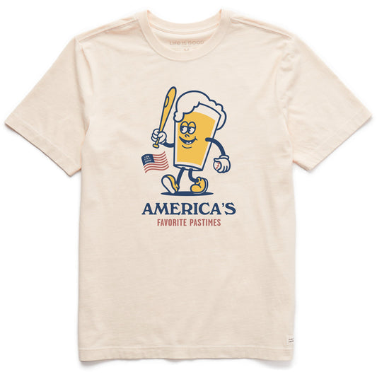 Men's America's Favorite  Baseball Beer Short Sleeve Crusher Tee