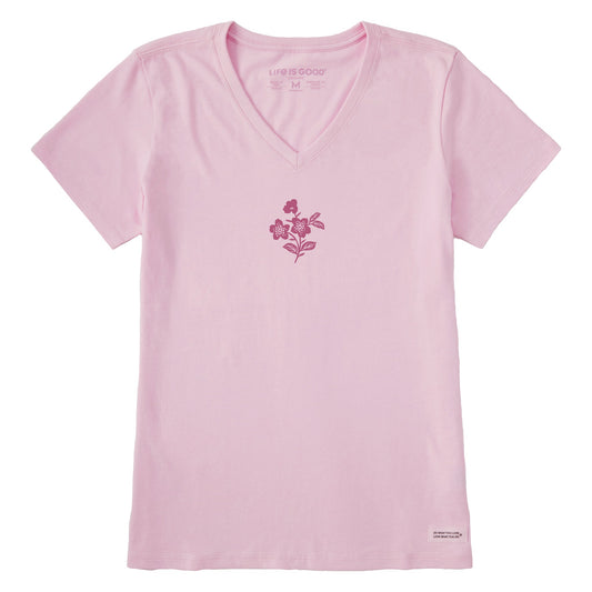 Women's Crafty Wildflowers Short Sleeve Vee