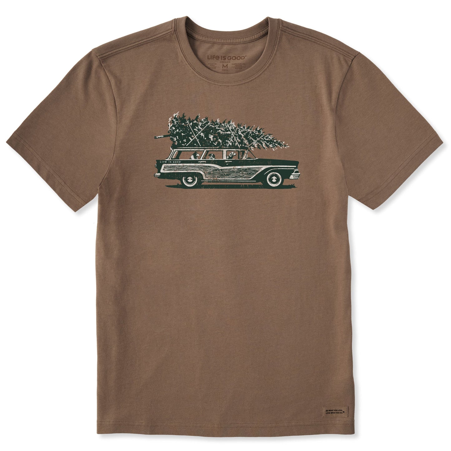 Men's Photo Christmas Tree Wagon Short Sleeve Crusher Tee