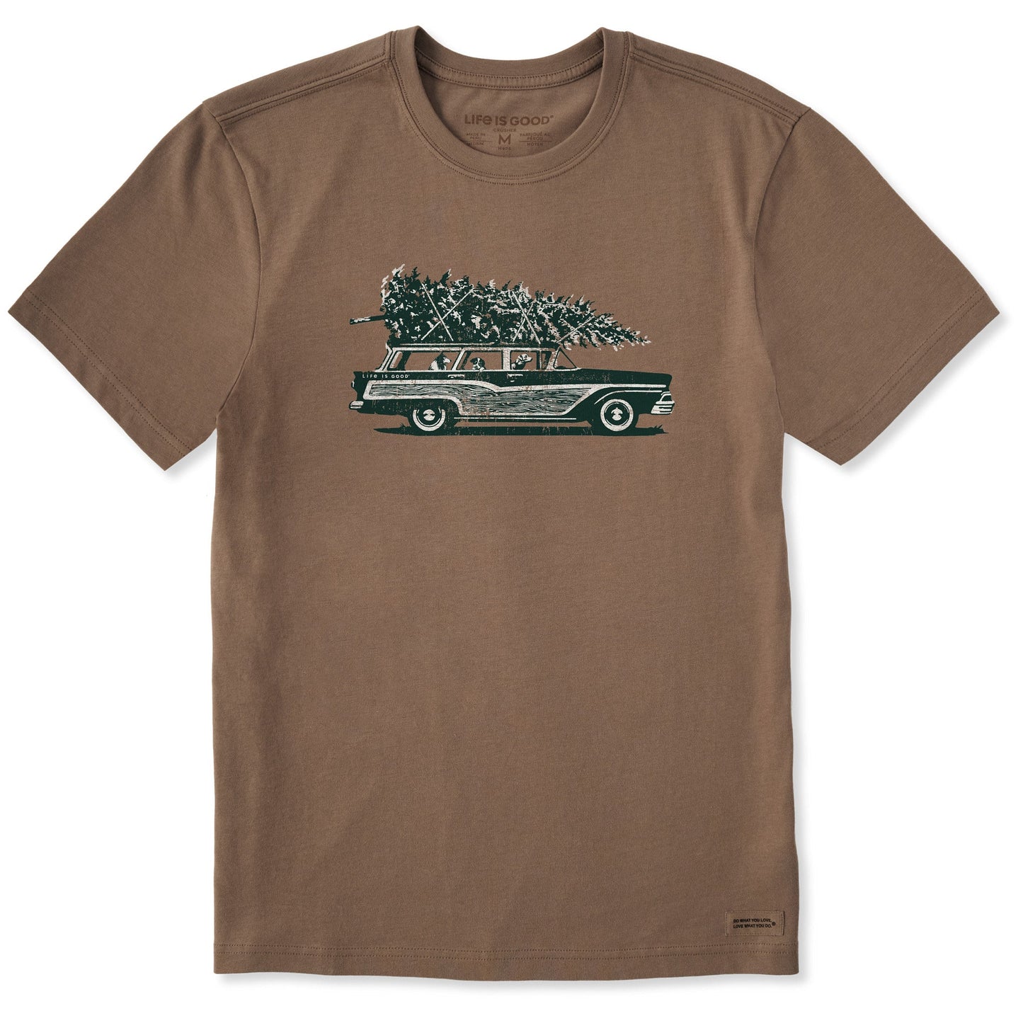 Men's Photo Christmas Tree Wagon Short Sleeve Crusher Tee