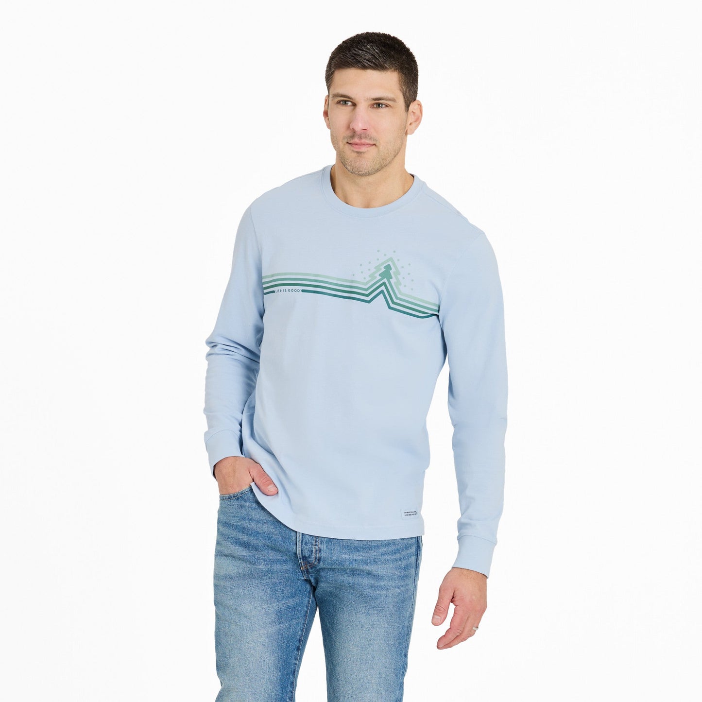 Men's Cool Tree Stripes with Snow Long Long Sleeve Crusher Tee
