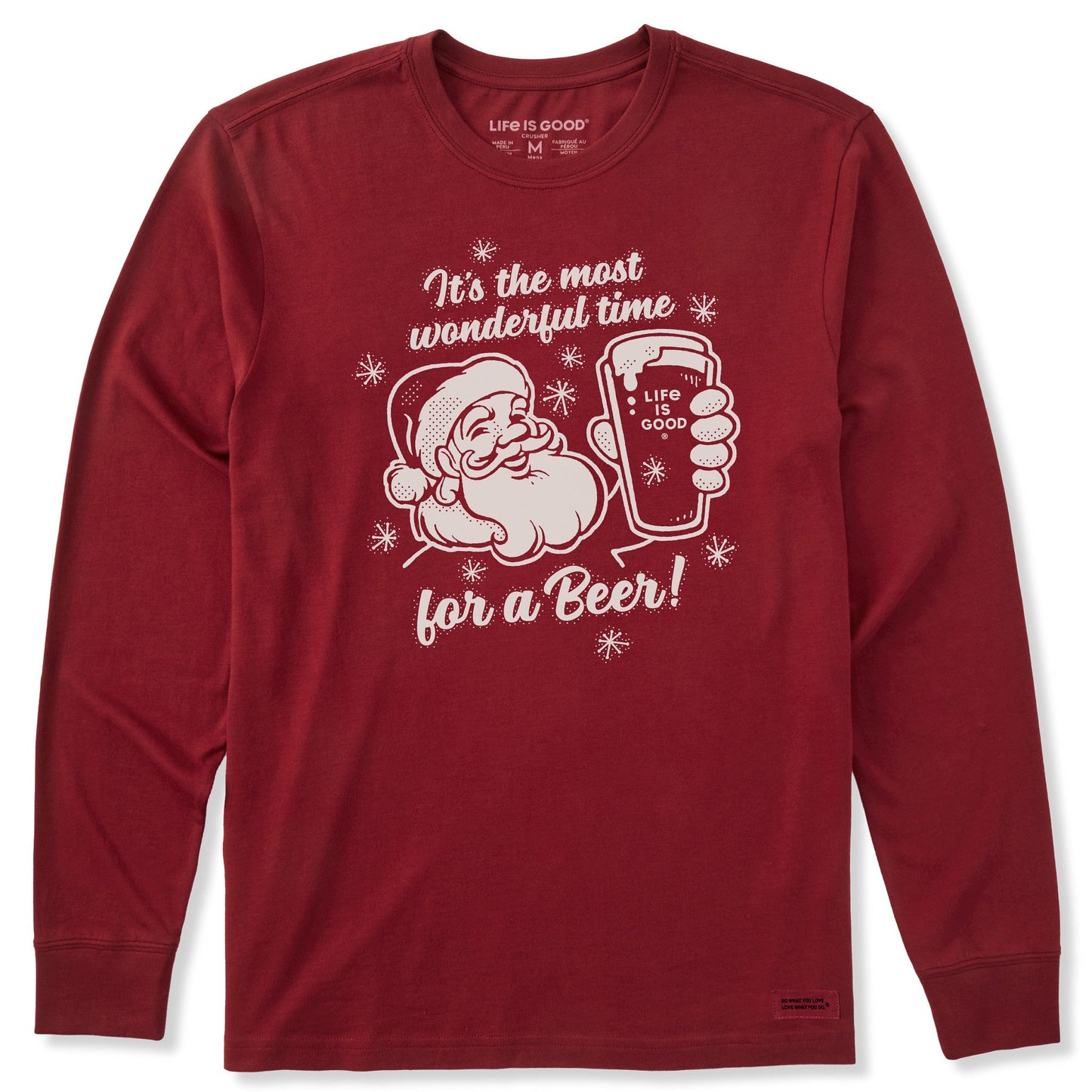 Men's Time for a Beer Santa Long Sleeve Crusher Tee