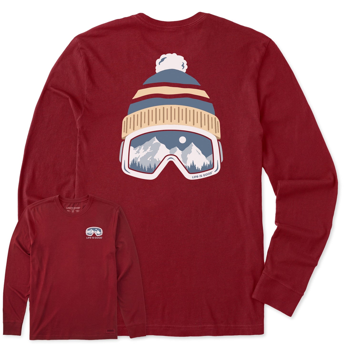 Men's Ski Goggles Hat Long Sleeve Crusher Tee
