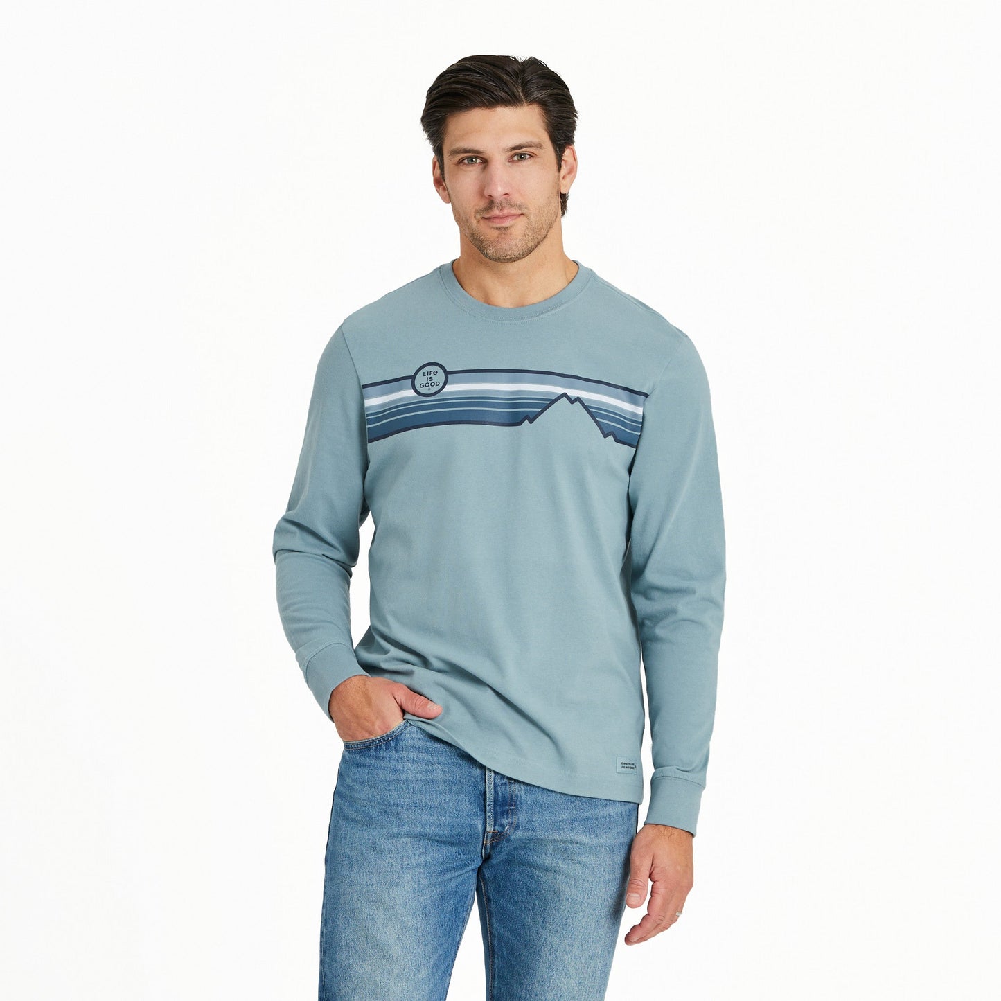 Men's Stripe Mountains Long Long Sleeve Crusher Tee