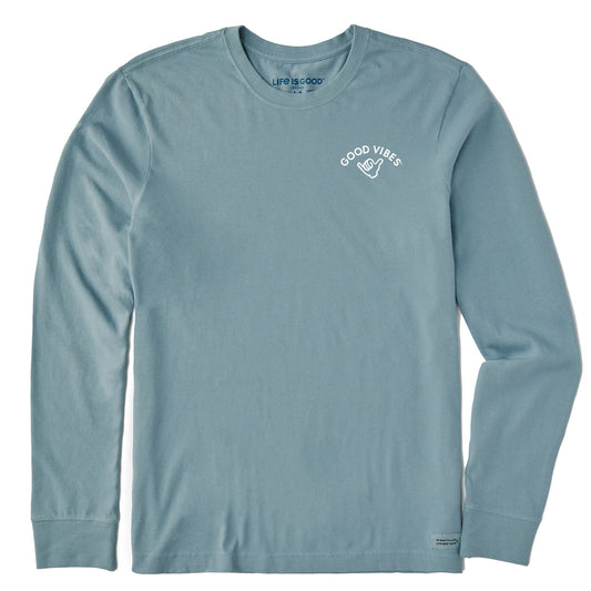 Men's Good Vibes Shaka Long Sleeve Crusher Tee