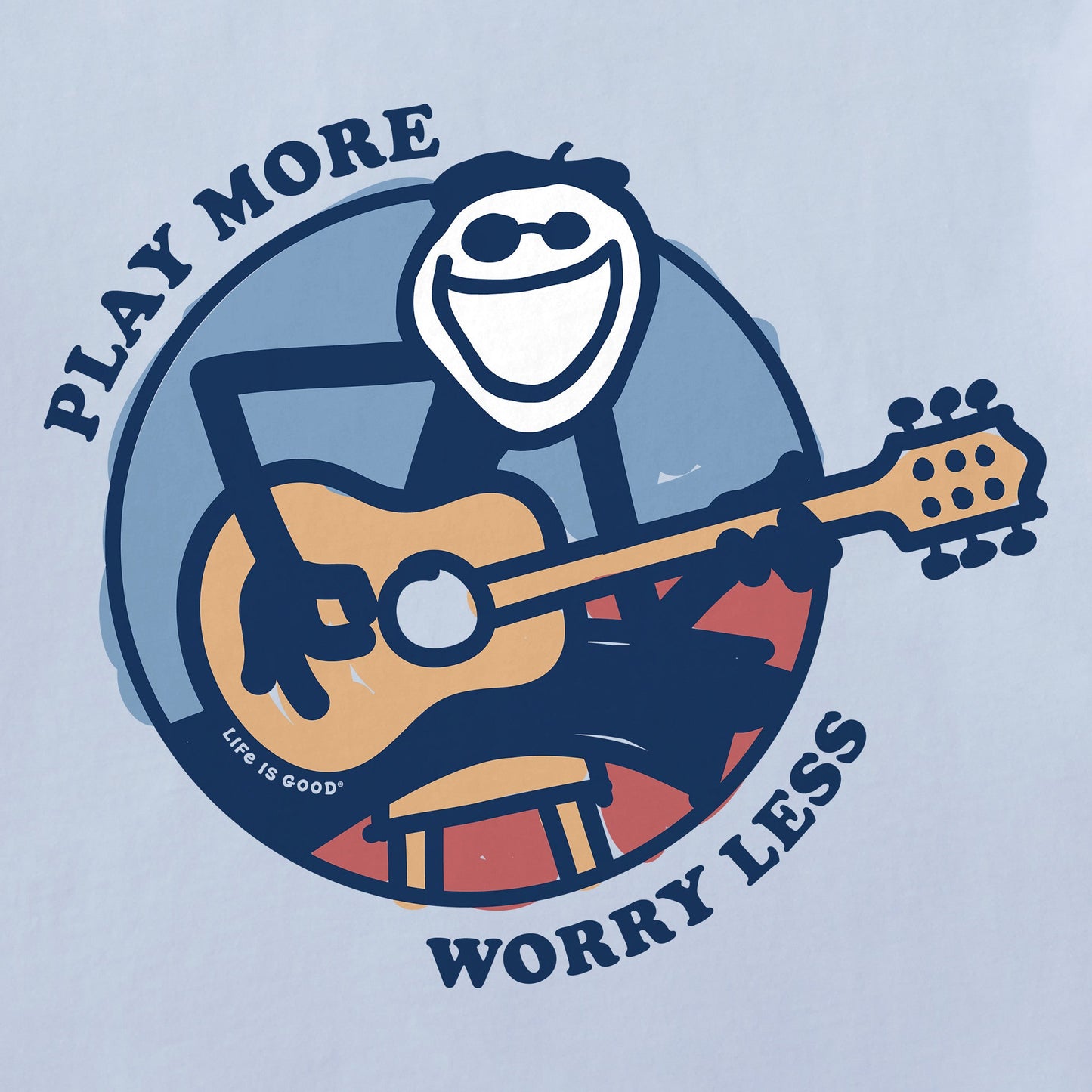 Men's Play More Worry Less Jake Guitar Short Sleeve  Tee