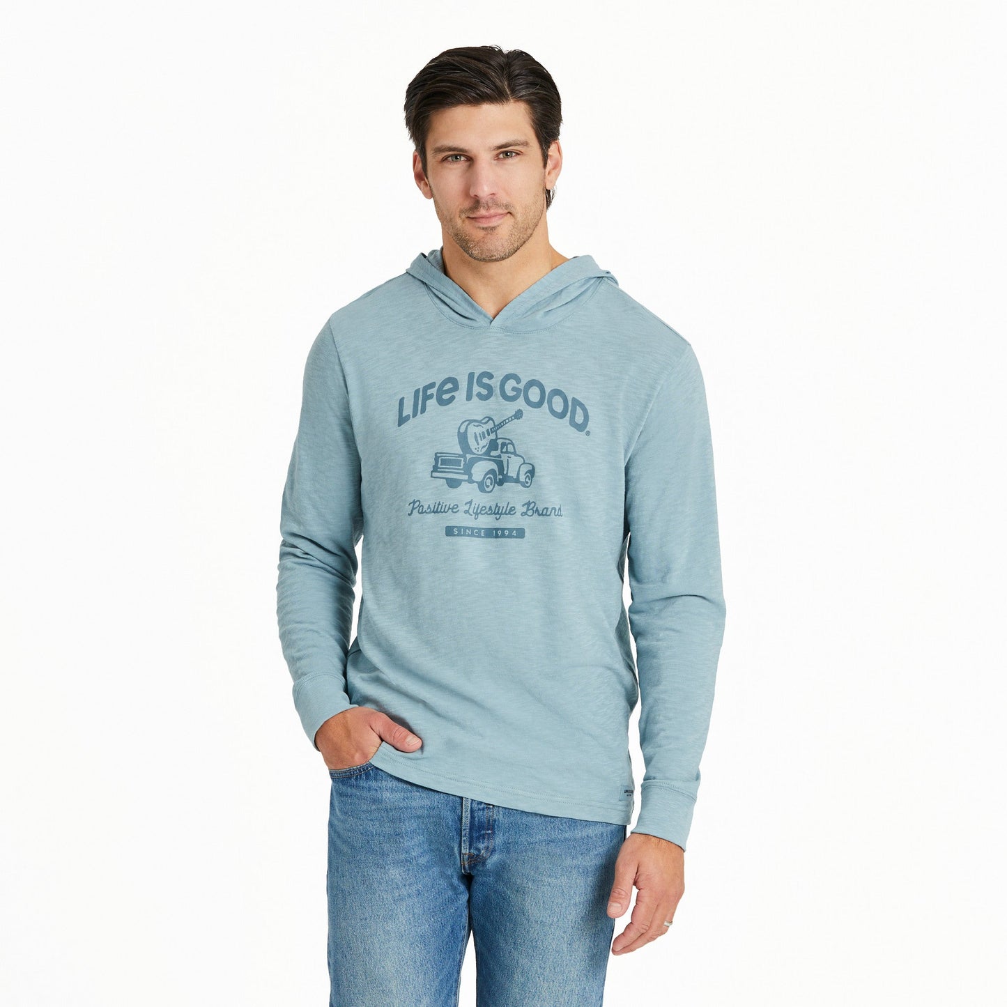 Men's Art of Optimism Truck w Guitar Long Sleeve Slub Hoodie