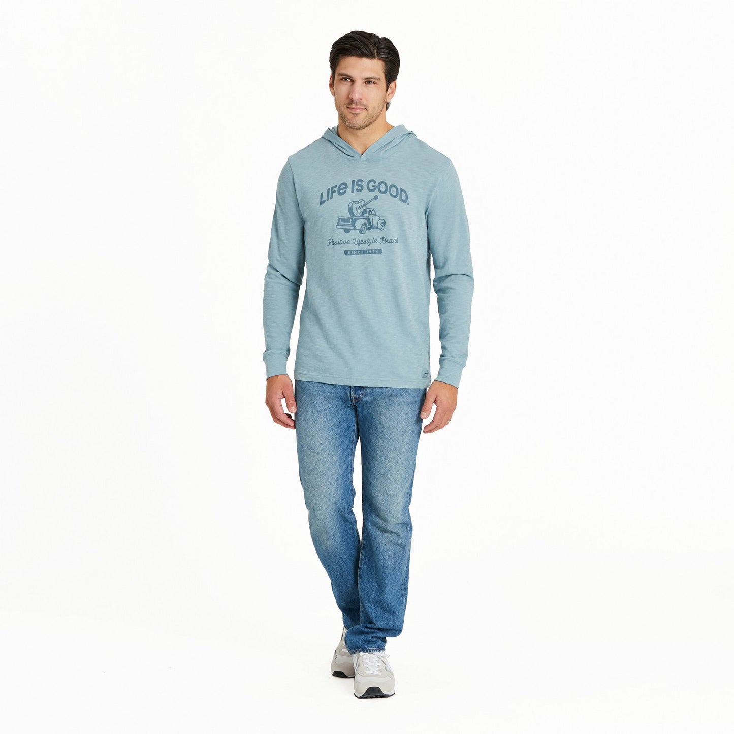 Men's Art of Optimism Truck w Guitar Long Sleeve Slub Hoodie