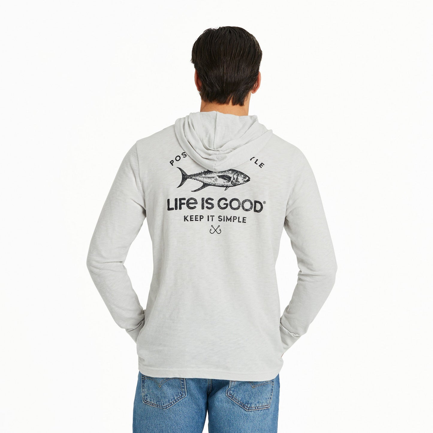 Men's Positive Lifestyle Tuna Fish Long Sleeve Slub Hoodie