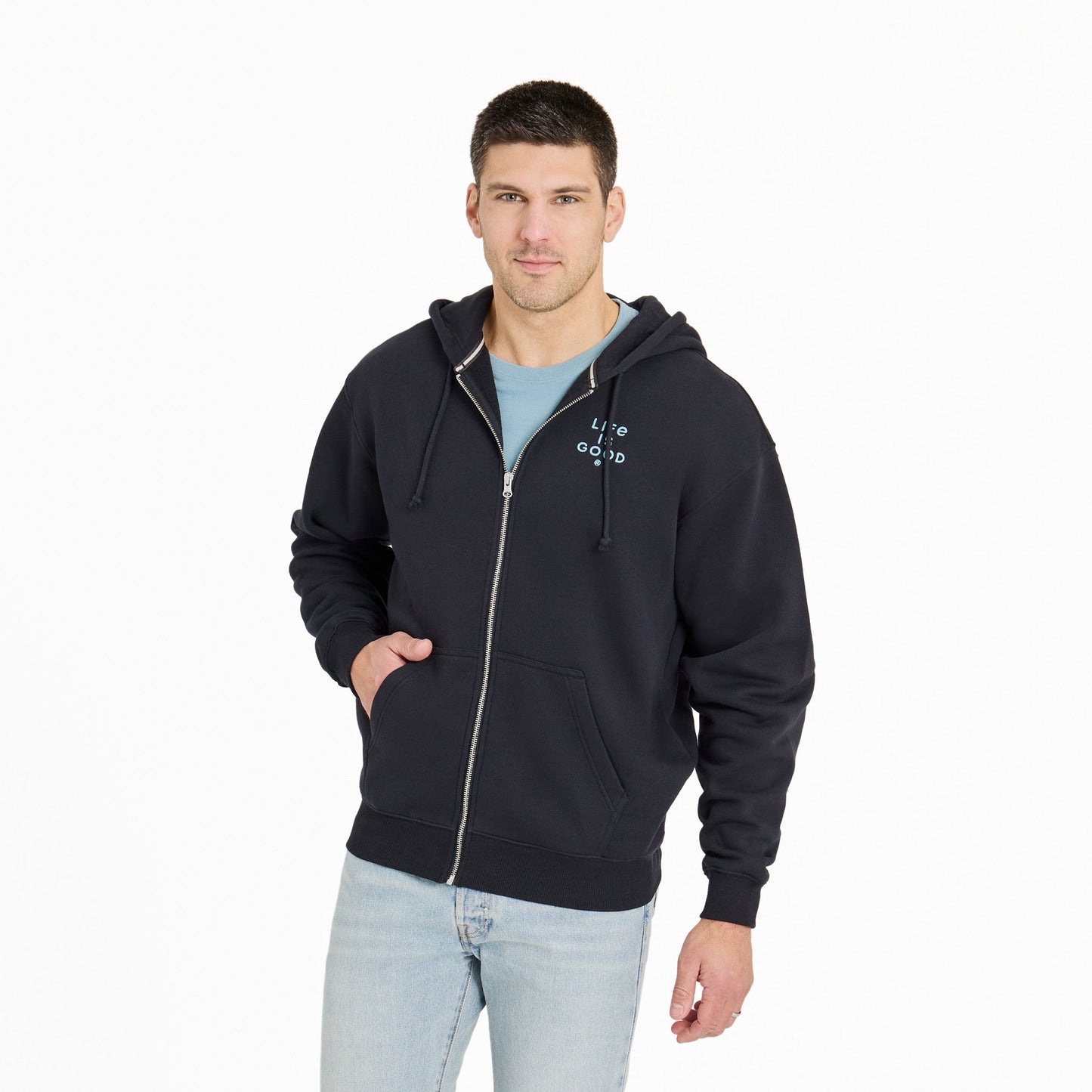 Men's Crafty LIG Stacked Good Vibes Fleece Zip Hoodie
