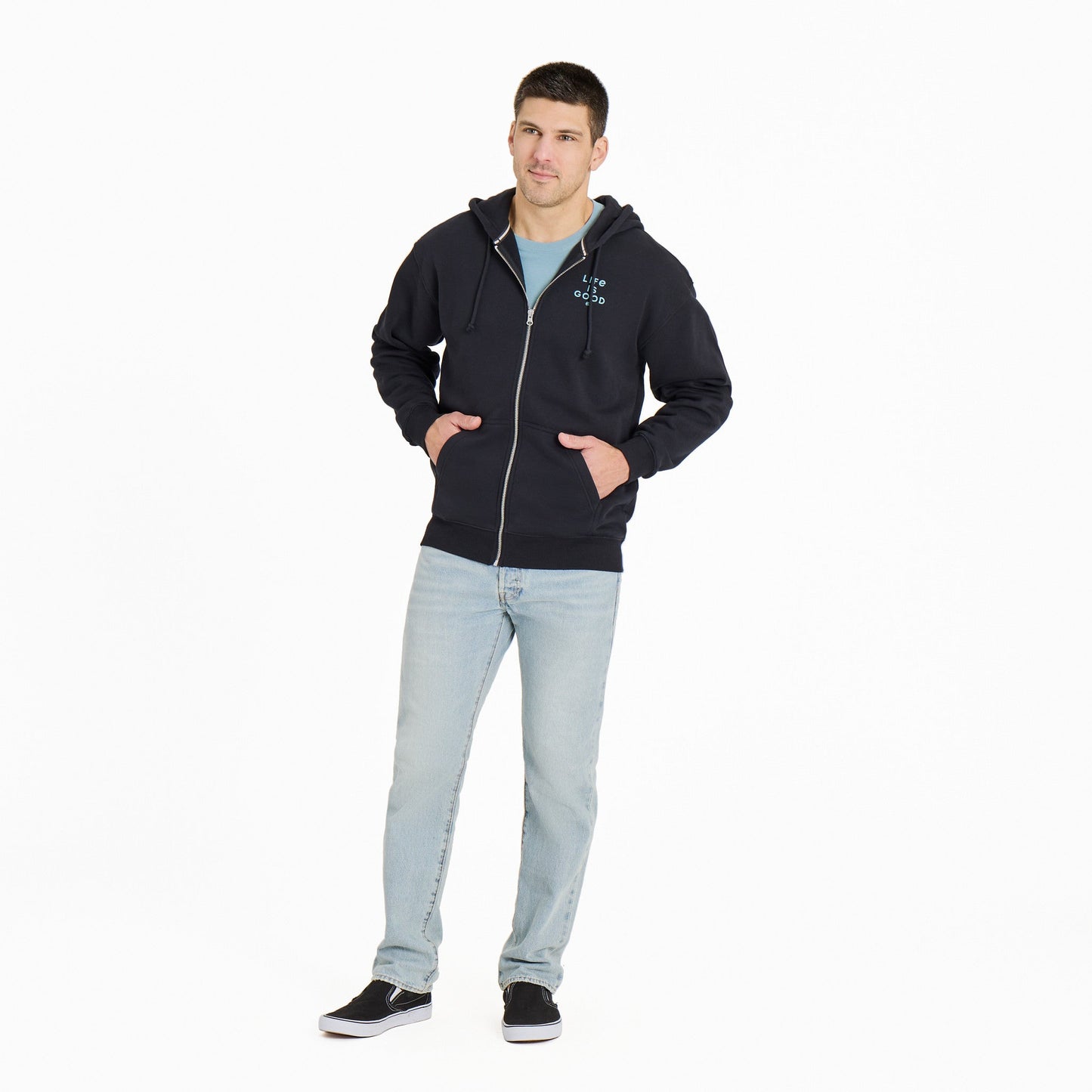 Men's Crafty LIG Stacked Good Vibes Fleece Zip Hoodie