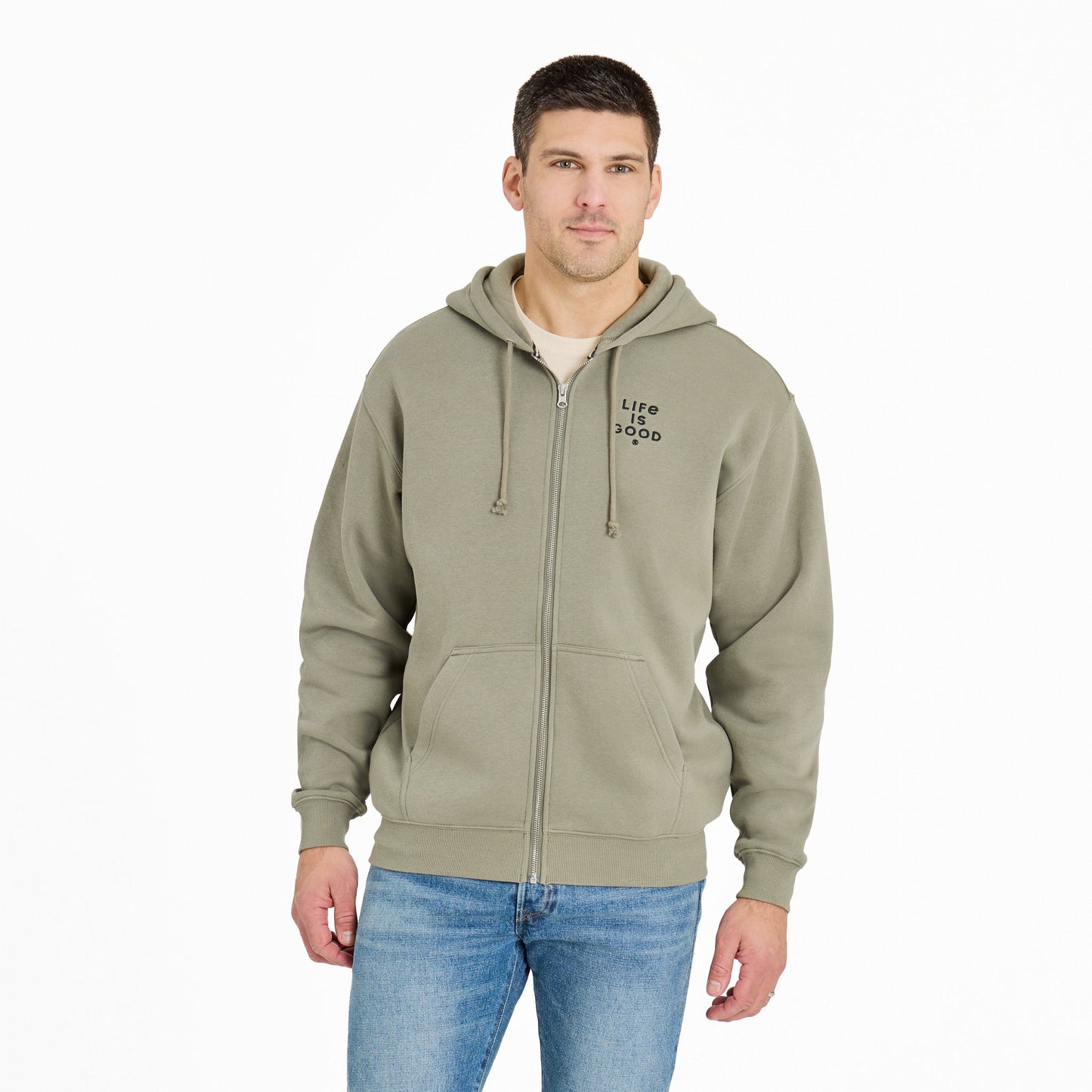 Men's Crafty LIG Stacked Good Vibes Fleece Zip Hoodie