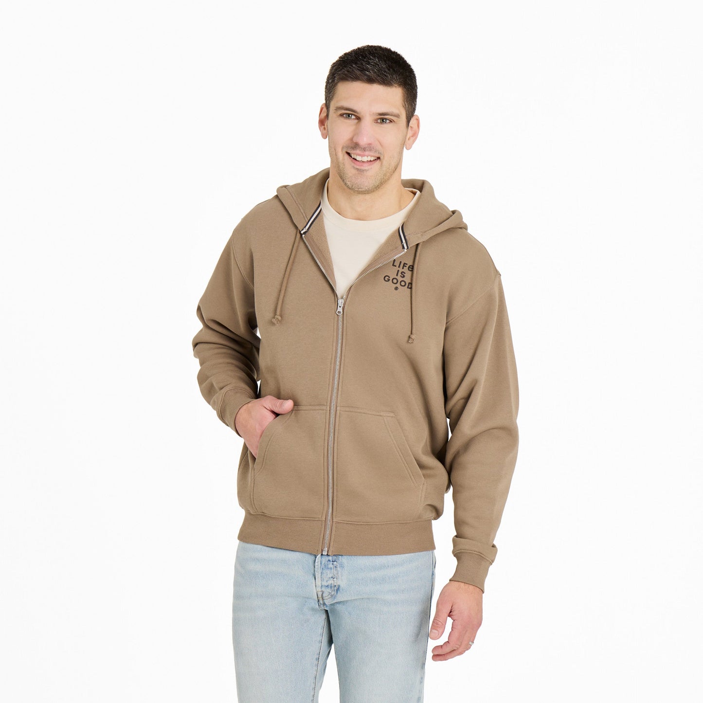 Men's Crafty LIG Stacked Good Vibes Fleece Zip Hoodie